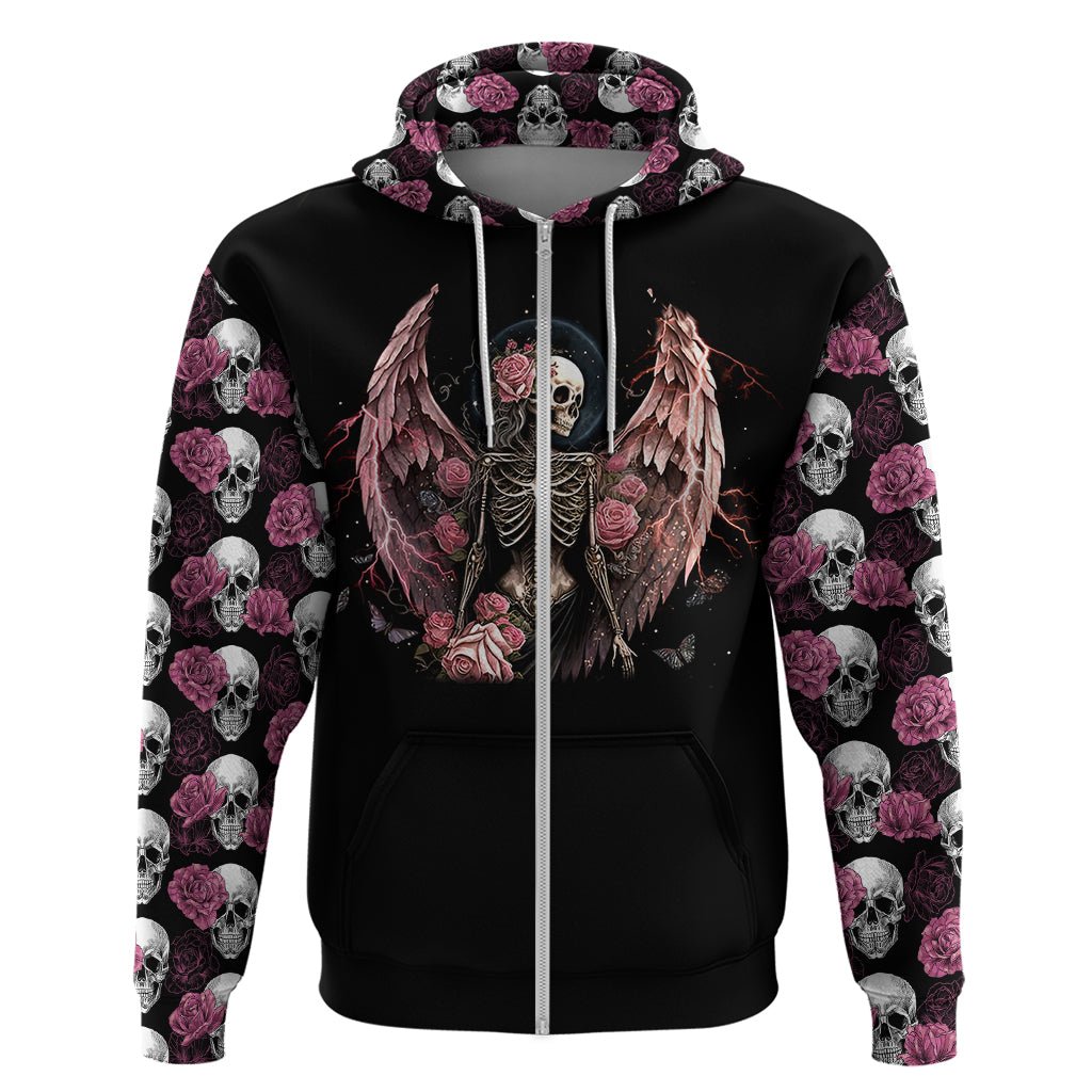 Angel Skull Hoodie She Whispered Back Iam The Storm DT01 - The Mazicc - Pullover Hoodie - S - Black