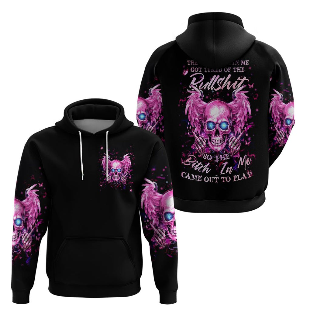 Angel Skull Hoodie The Good Girl In Me Got Tired Of The Bullshit DT01 - The Mazicc - Pullover Hoodie - S - Black