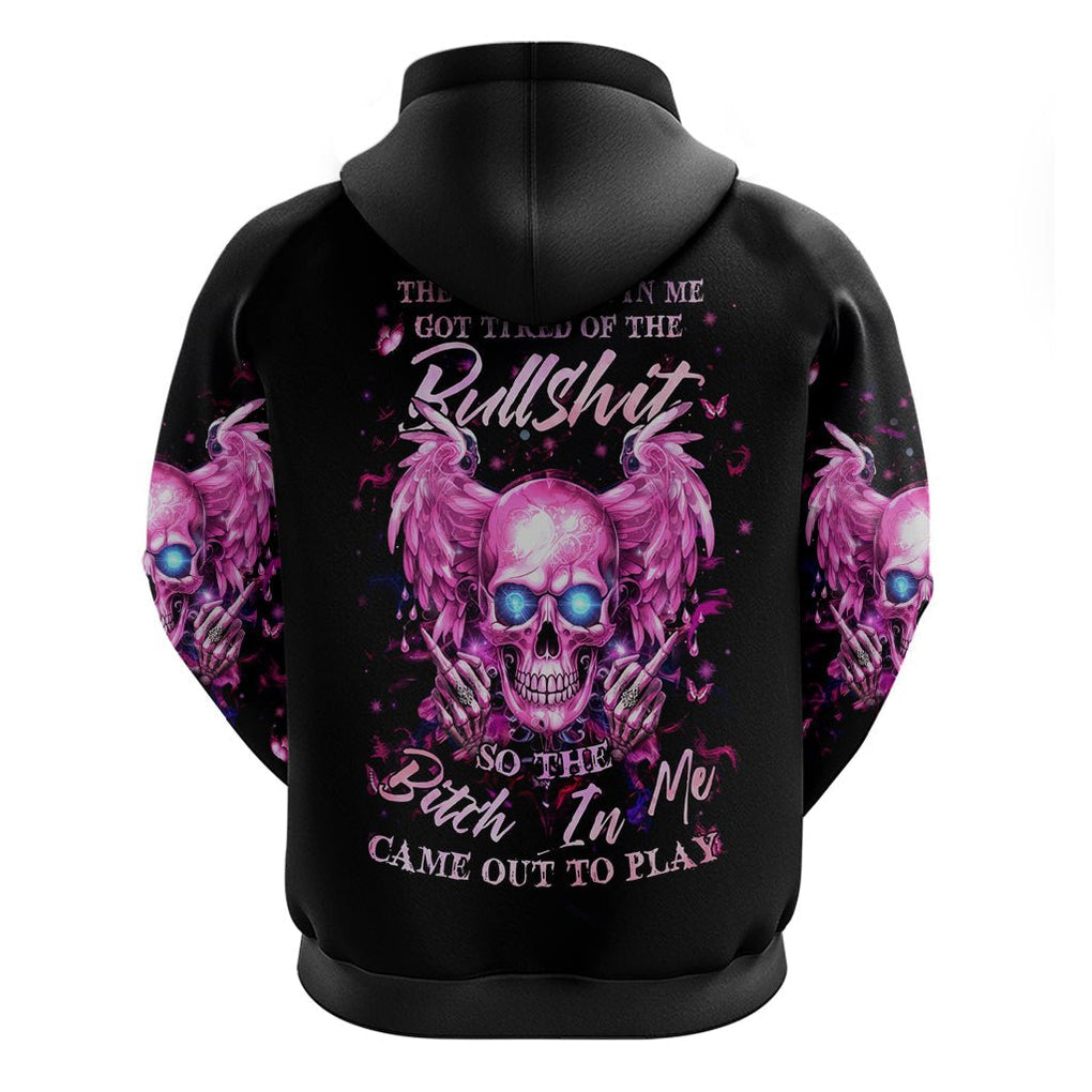 Angel Skull Hoodie The Good Girl In Me Got Tired Of The Bullshit DT01 - The Mazicc - Pullover Hoodie - S - Black