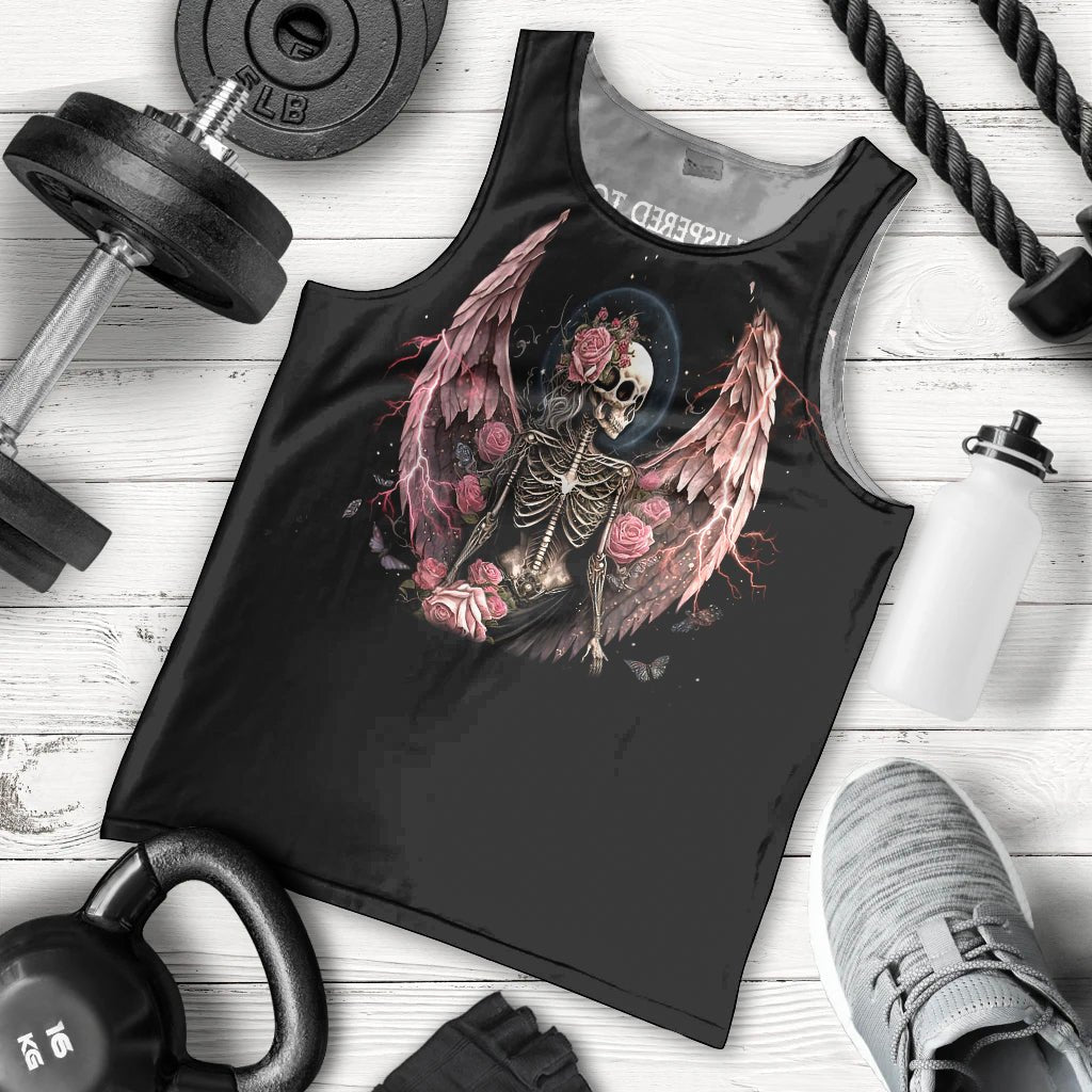 Angel Skull Men Tank Top She Whispered Back Iam The Storm DT01 - The Mazicc - XS - Black -