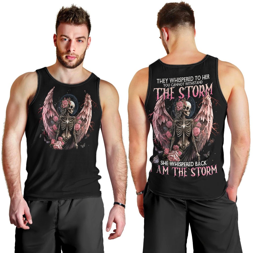 Angel Skull Men Tank Top She Whispered Back Iam The Storm DT01 - The Mazicc - XS - Black -