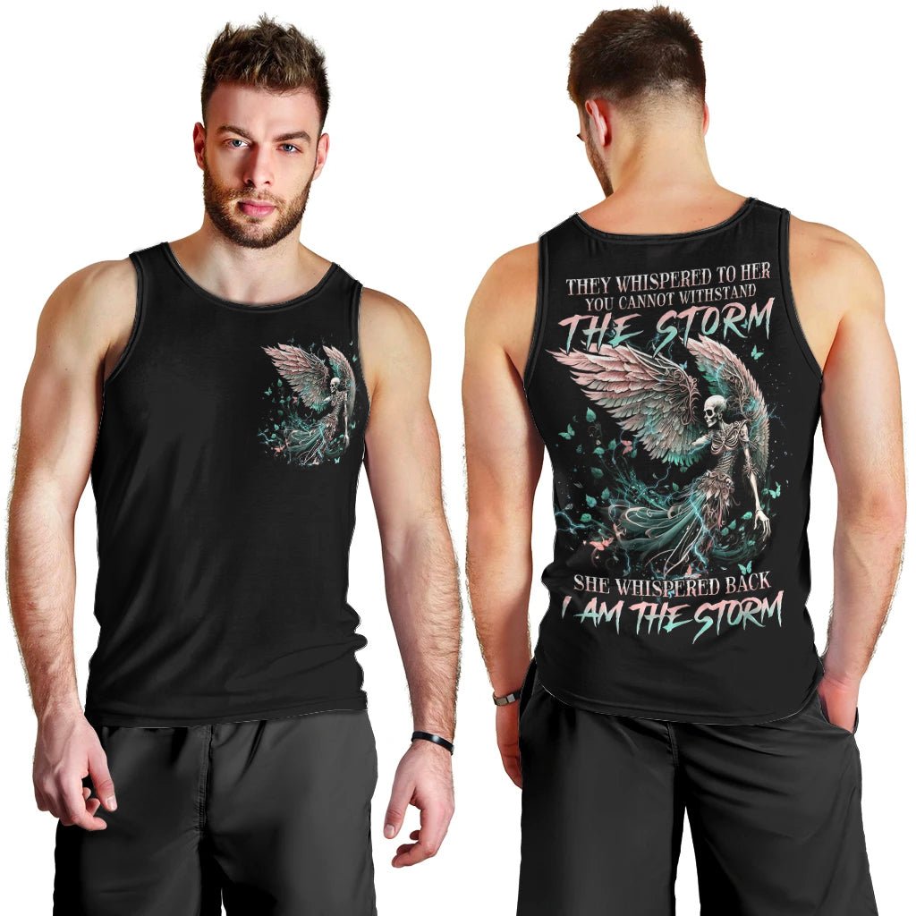 Angel Skull Men Tank Top She Whispered Back Iam The Storm DT01 - The Mazicc - XS - Black -