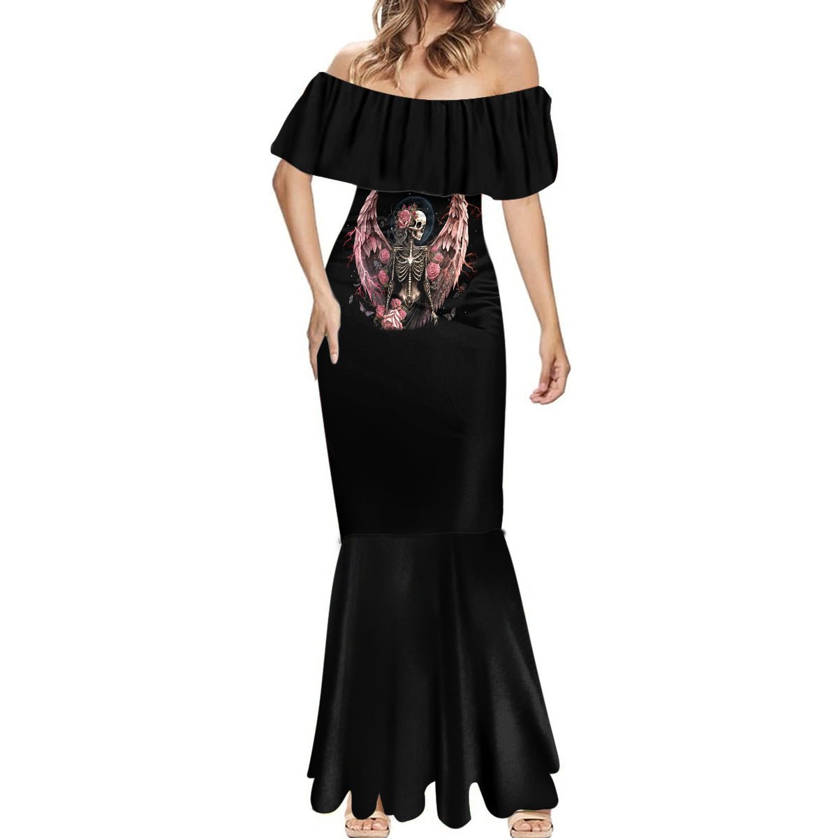 Angel Skull Mermaid Dress She Whispered Back Iam The Storm DT01 - The Mazicc - Women - S - Black