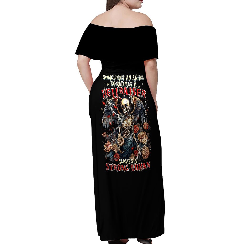 Angel Skull Off Shoulder Maxi Dress Sometimes An Angel Sometimes A Hellraiser DT01 - The Mazicc - Women - S - Black