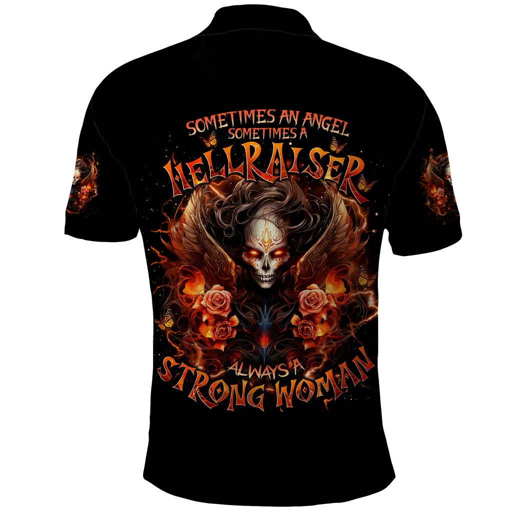 Angel Skull Polo Shirt Sometimes An Angel Sometimes A Hellrasier DT01 - The Mazicc - Adult - S - Black