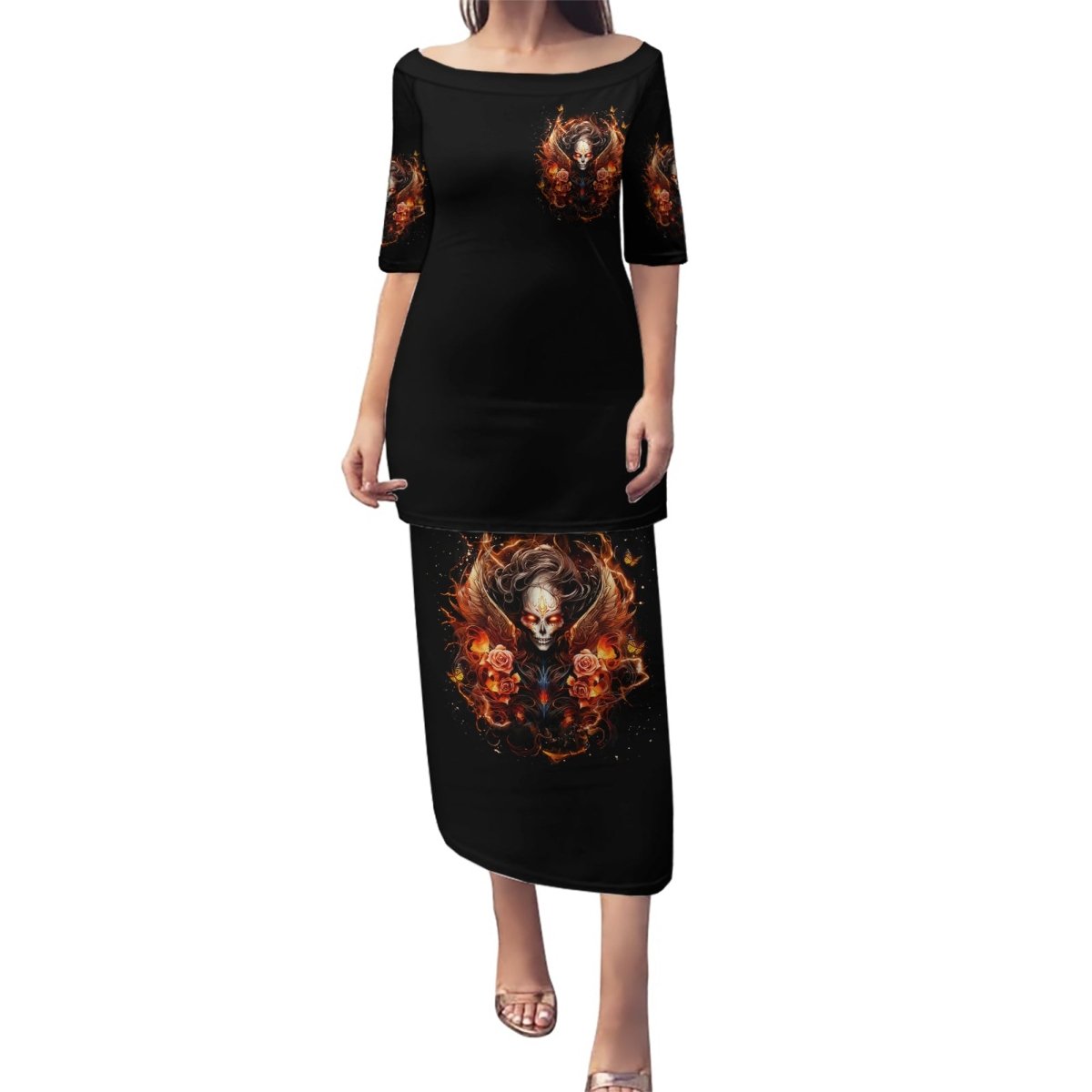 Angel Skull Puletasi Sometimes An Angel Sometimes A Hellrasier DT01 - The Mazicc - Long Dress - S - Black