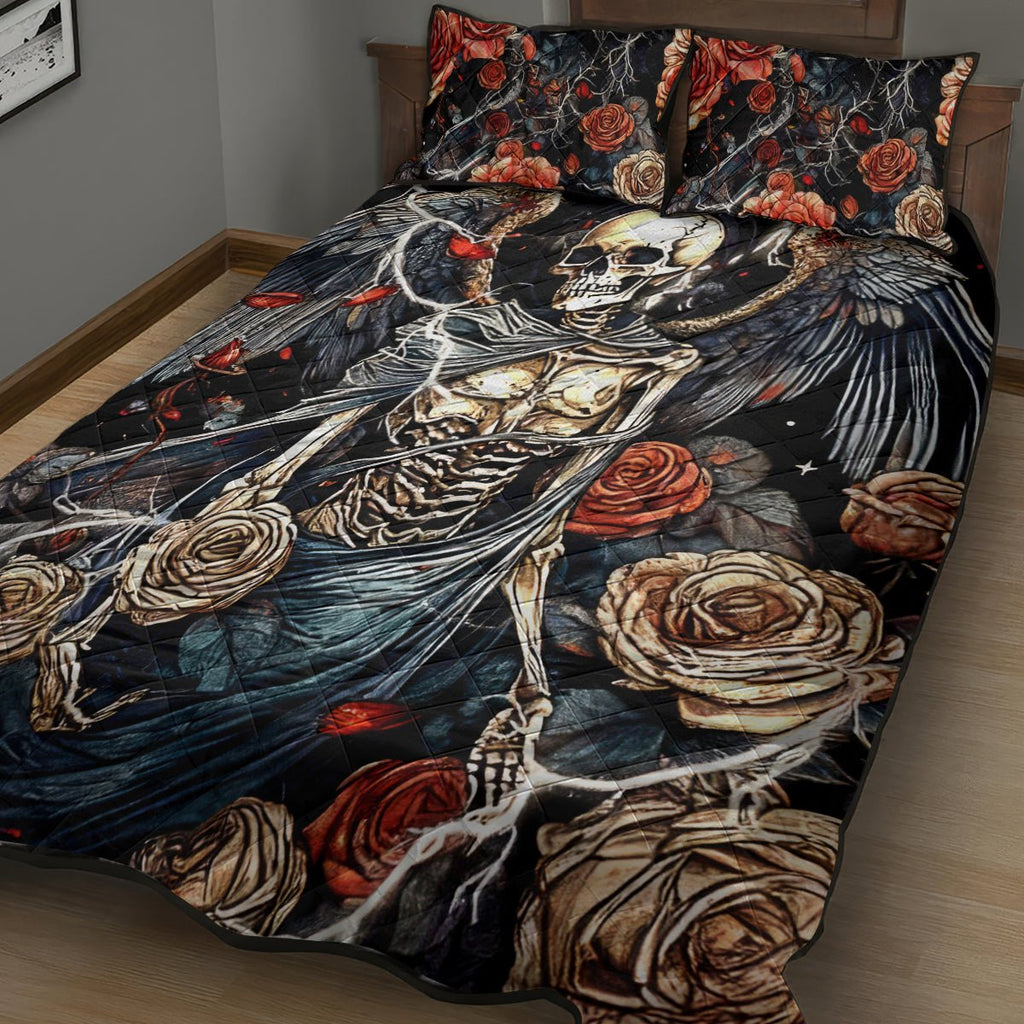 Angel Skull Quilt Bed Set Sometimes An Angel Sometimes A Hellraiser DT01 - The Mazicc - Twin - 190cm x 216cm - Black