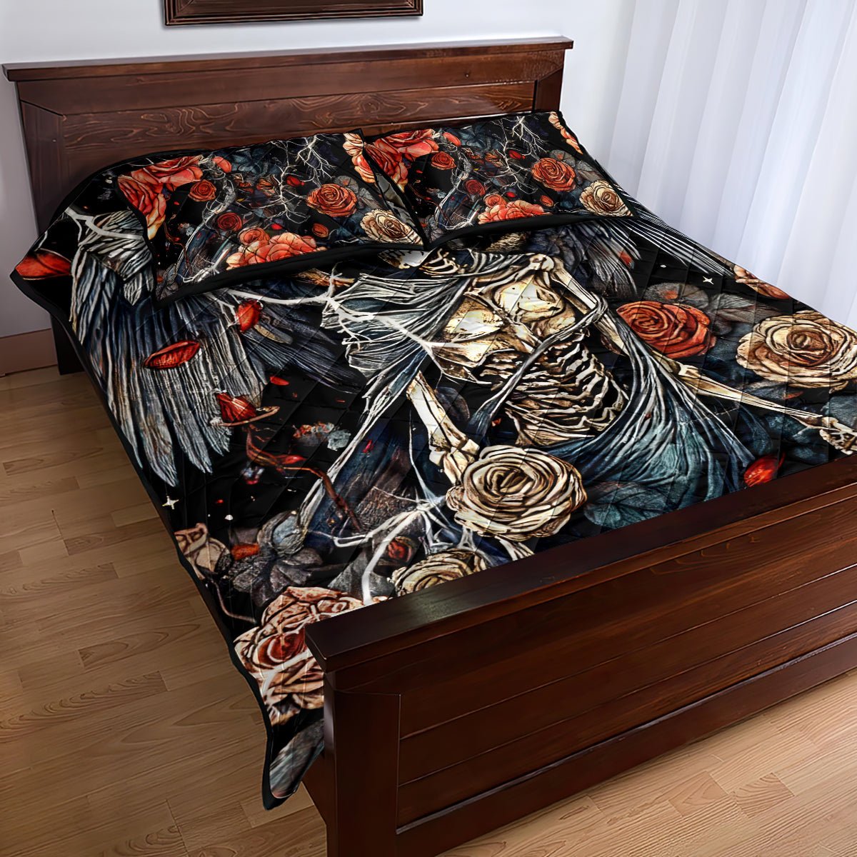 Angel Skull Quilt Bed Set Sometimes An Angel Sometimes A Hellraiser DT01 - The Mazicc - Twin - 190cm x 216cm - Black