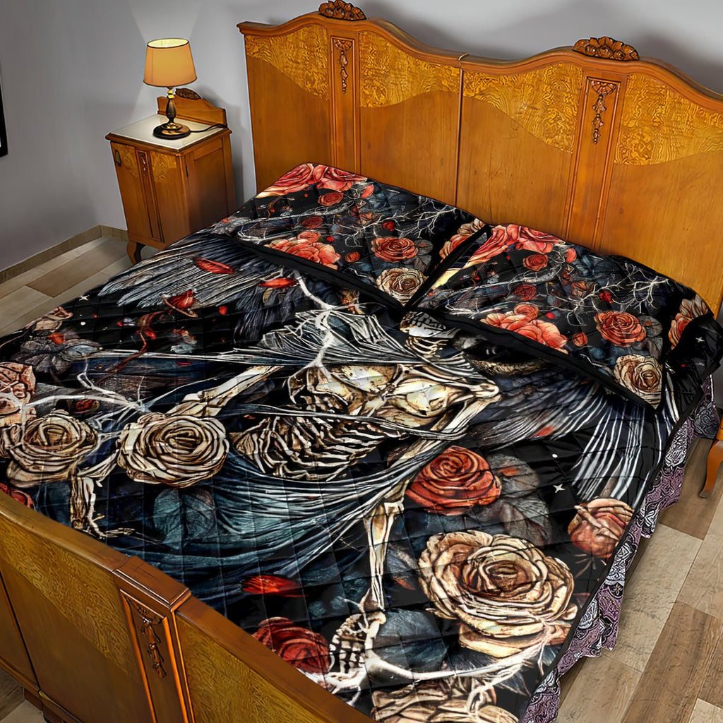 Angel Skull Quilt Bed Set Sometimes An Angel Sometimes A Hellraiser DT01 - The Mazicc - Twin - 190cm x 216cm - Black