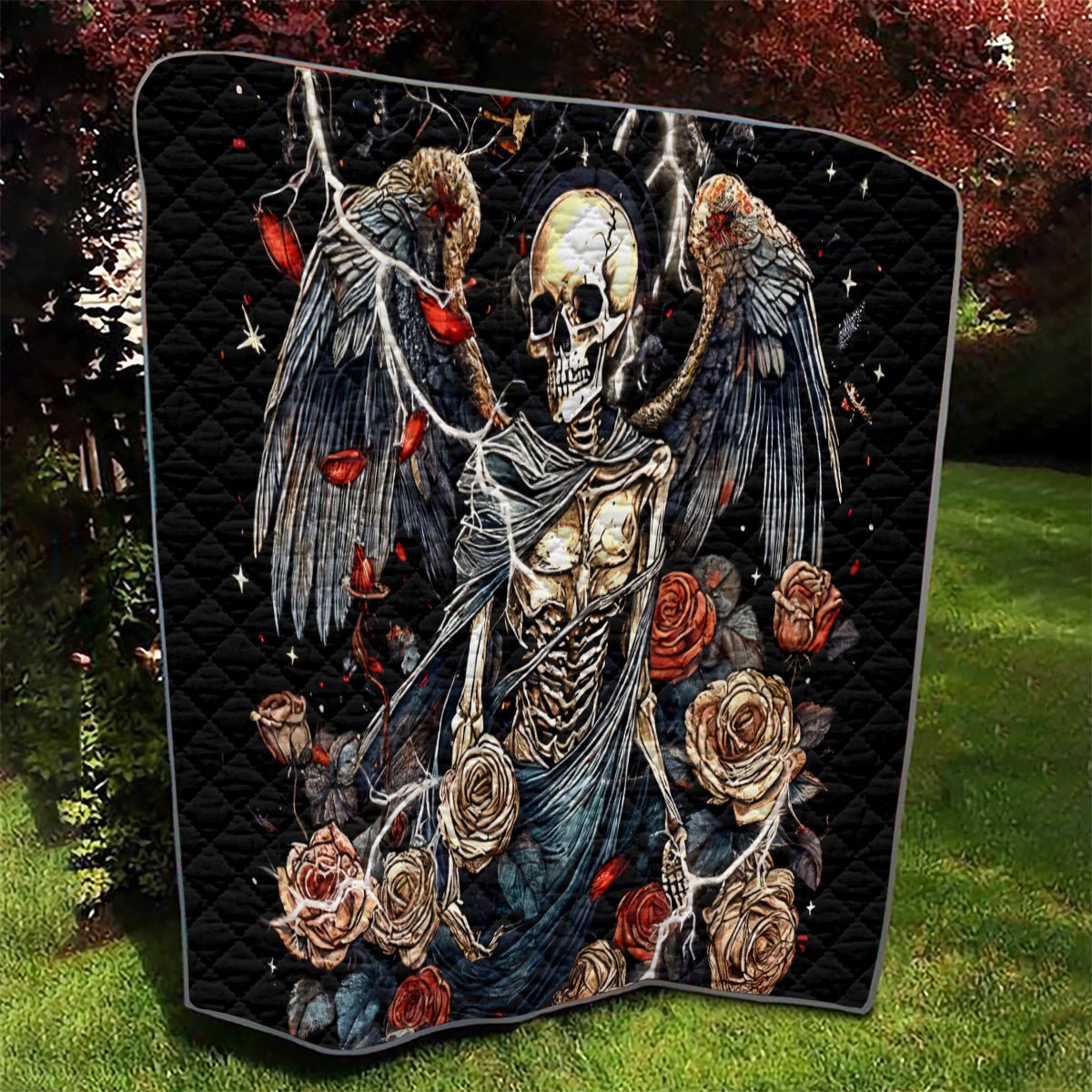 Angel Skull Quilt Sometimes An Angel Sometimes A Hellraiser DT01 - The Mazicc - Single - 130cm x 150cm - Black