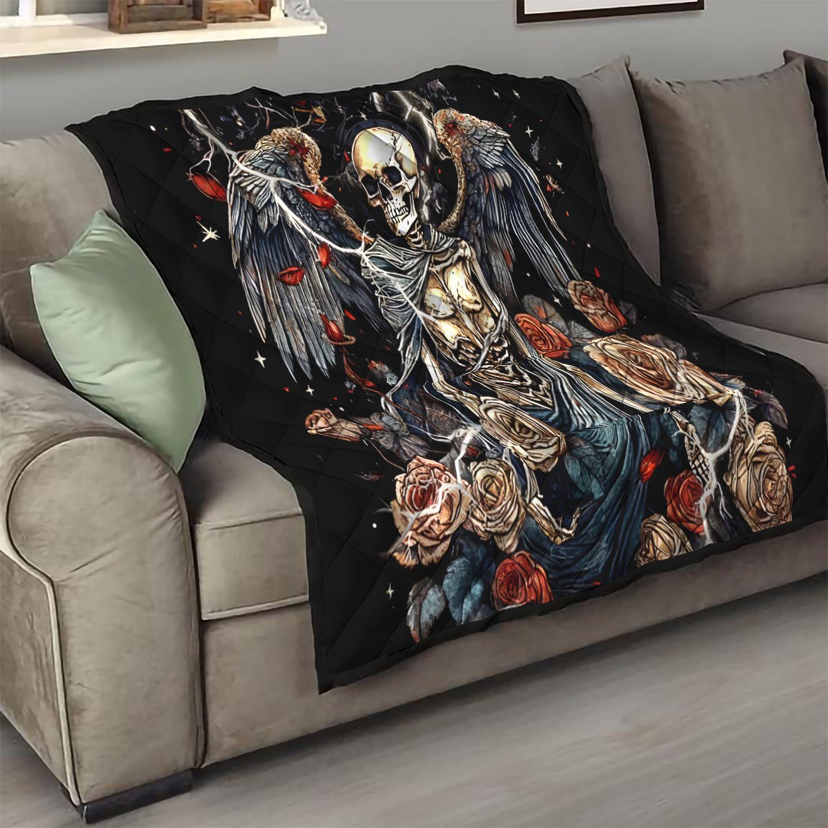 Angel Skull Quilt Sometimes An Angel Sometimes A Hellraiser DT01 - The Mazicc - Single - 130cm x 150cm - Black