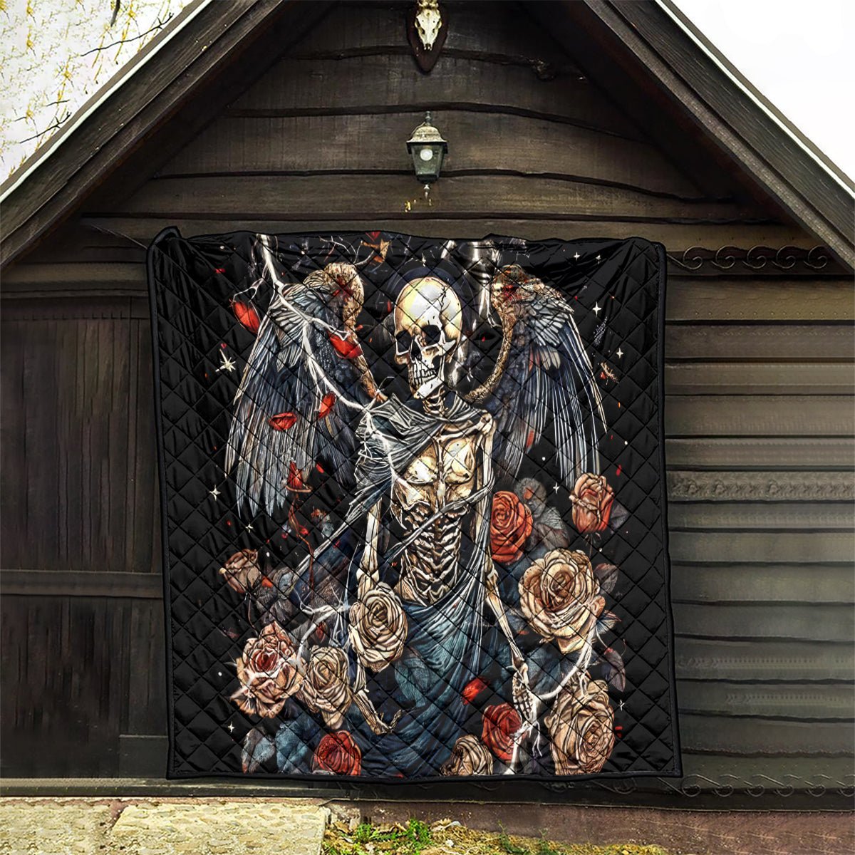 Angel Skull Quilt Sometimes An Angel Sometimes A Hellraiser DT01 - The Mazicc - Single - 130cm x 150cm - Black