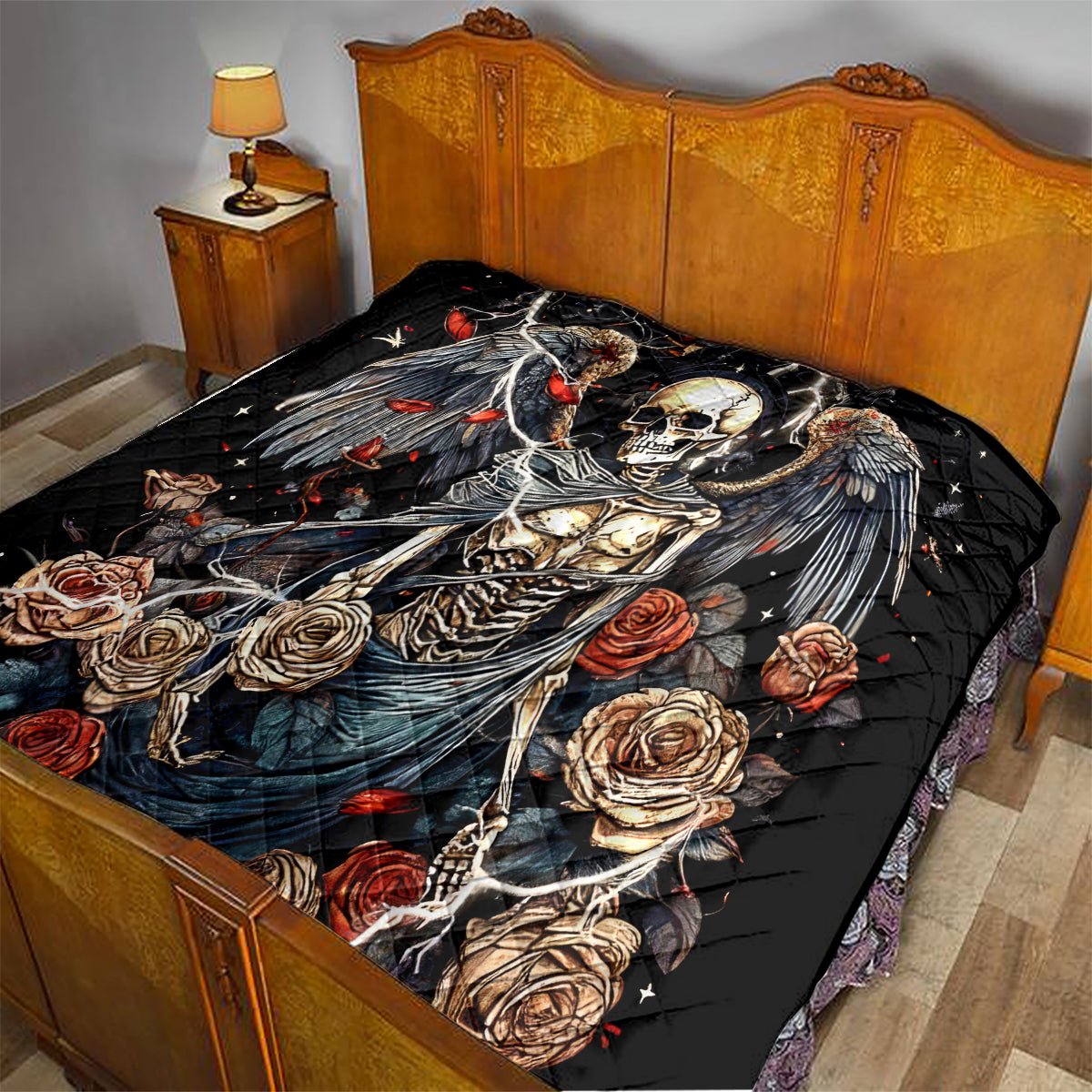 Angel Skull Quilt Sometimes An Angel Sometimes A Hellraiser DT01 - The Mazicc - Single - 130cm x 150cm - Black