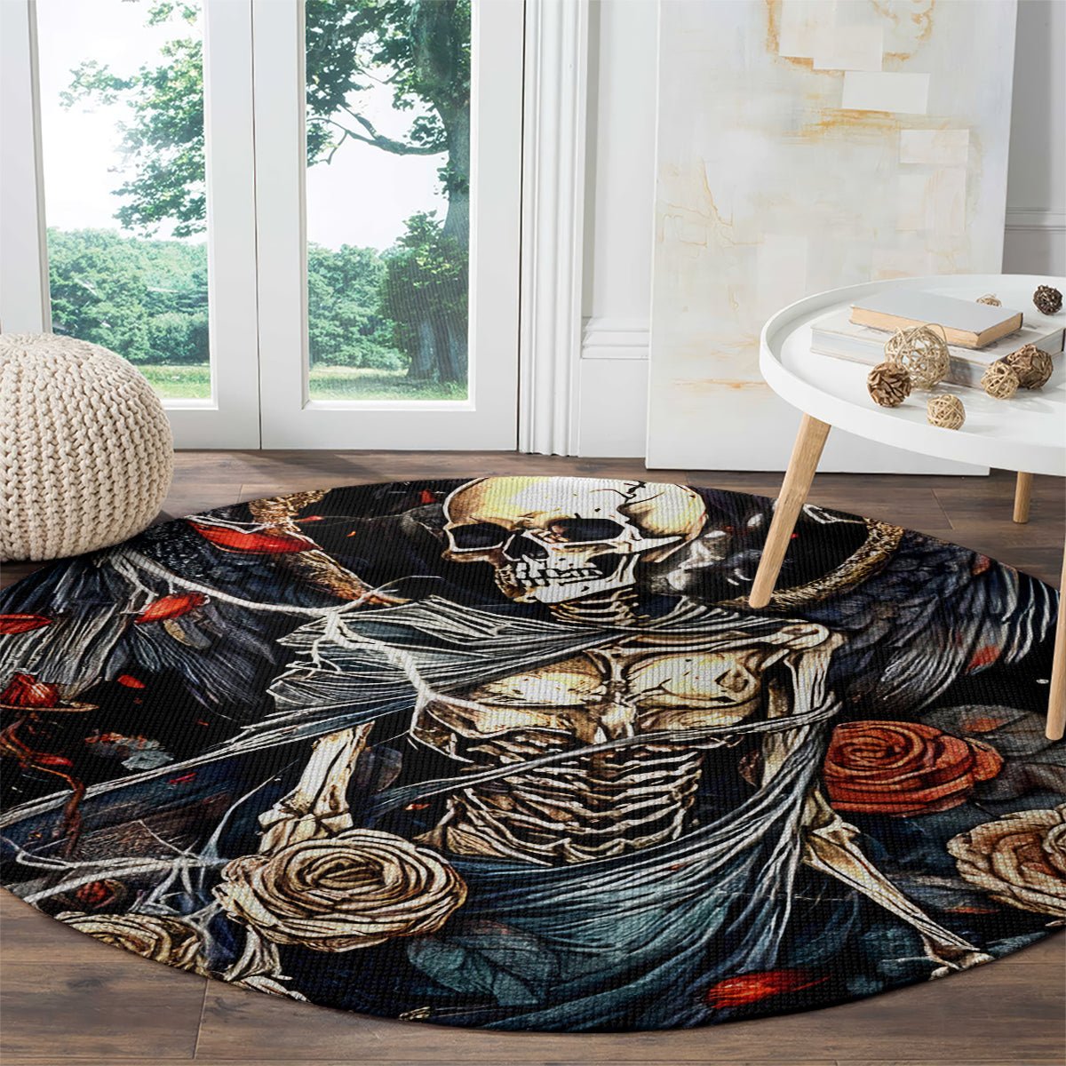 Angel Skull Round Carpet Sometimes An Angel Sometimes A Hellraiser DT01 - The Mazicc - S - 23.6 inches / 60 cm - Black