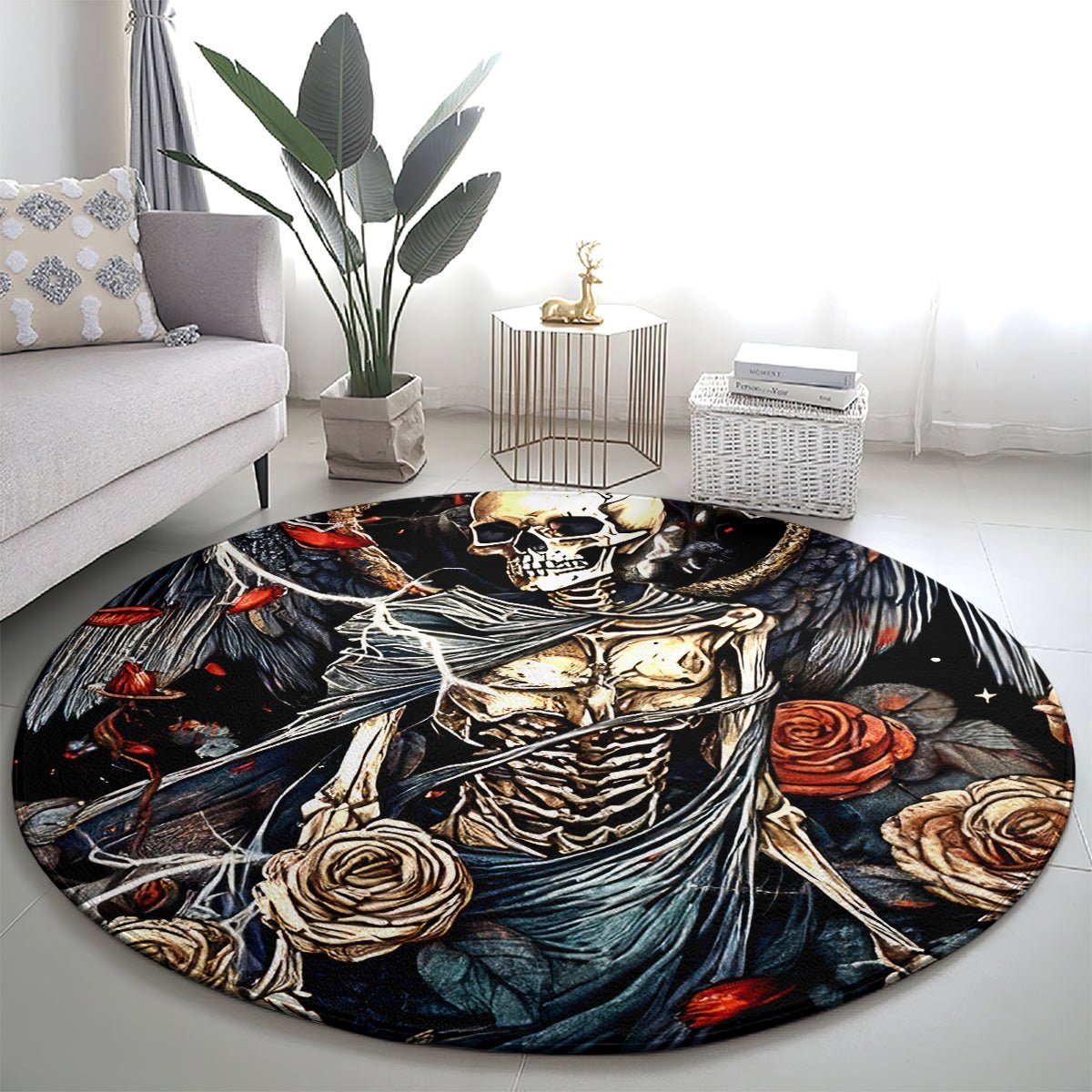Angel Skull Round Carpet Sometimes An Angel Sometimes A Hellraiser DT01 - The Mazicc - S - 23.6 inches / 60 cm - Black