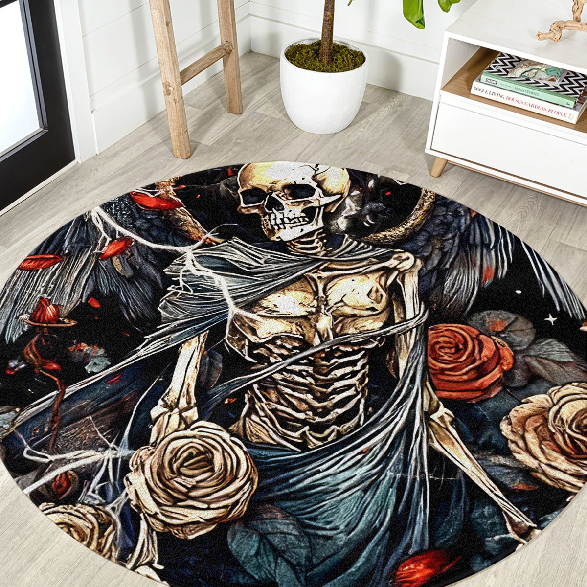 Angel Skull Round Carpet Sometimes An Angel Sometimes A Hellraiser DT01 - The Mazicc - S - 23.6 inches / 60 cm - Black