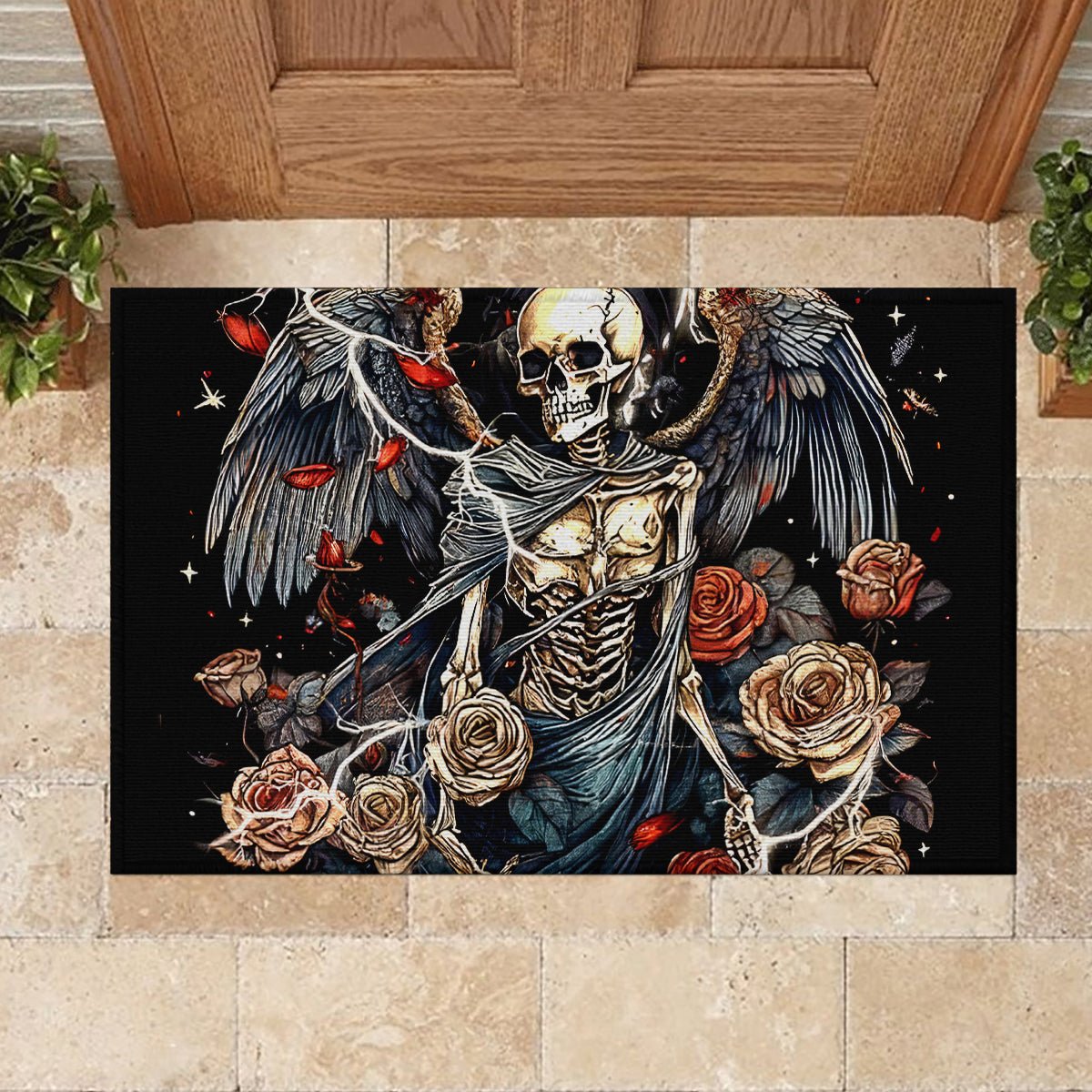 Angel Skull Rubber Doormat Sometimes An Angel Sometimes A Hellraiser DT01 - The Mazicc - S - 40cm x 60cm - Black
