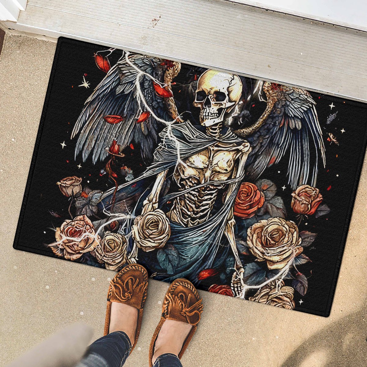 Angel Skull Rubber Doormat Sometimes An Angel Sometimes A Hellraiser DT01 - The Mazicc - S - 40cm x 60cm - Black