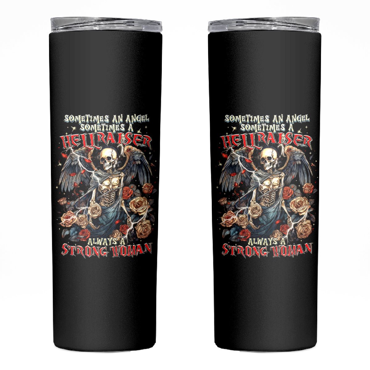 Angel Skull Skinny Tumbler Sometimes An Angel Sometimes A Hellraiser DT01 - The Mazicc - 20oz - Black -