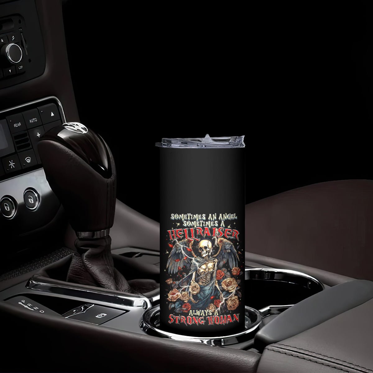 Angel Skull Skinny Tumbler Sometimes An Angel Sometimes A Hellraiser DT01 - The Mazicc - 20oz - Black -