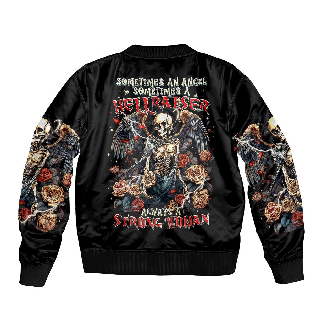 Angel Skull Sleeve Zip Bomber Jacket Sometimes An Angel Sometimes A Hellraiser DT01 - The Mazicc - Unisex - S - Black