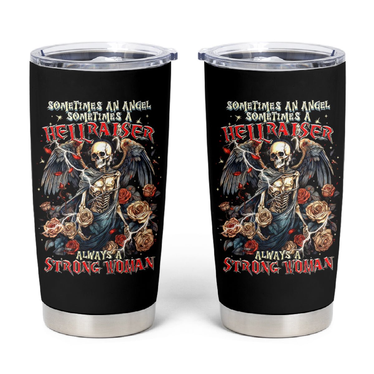Angel Skull Tumbler Cup Sometimes An Angel Sometimes A Hellraiser DT01 - The Mazicc - 20oz - Black -
