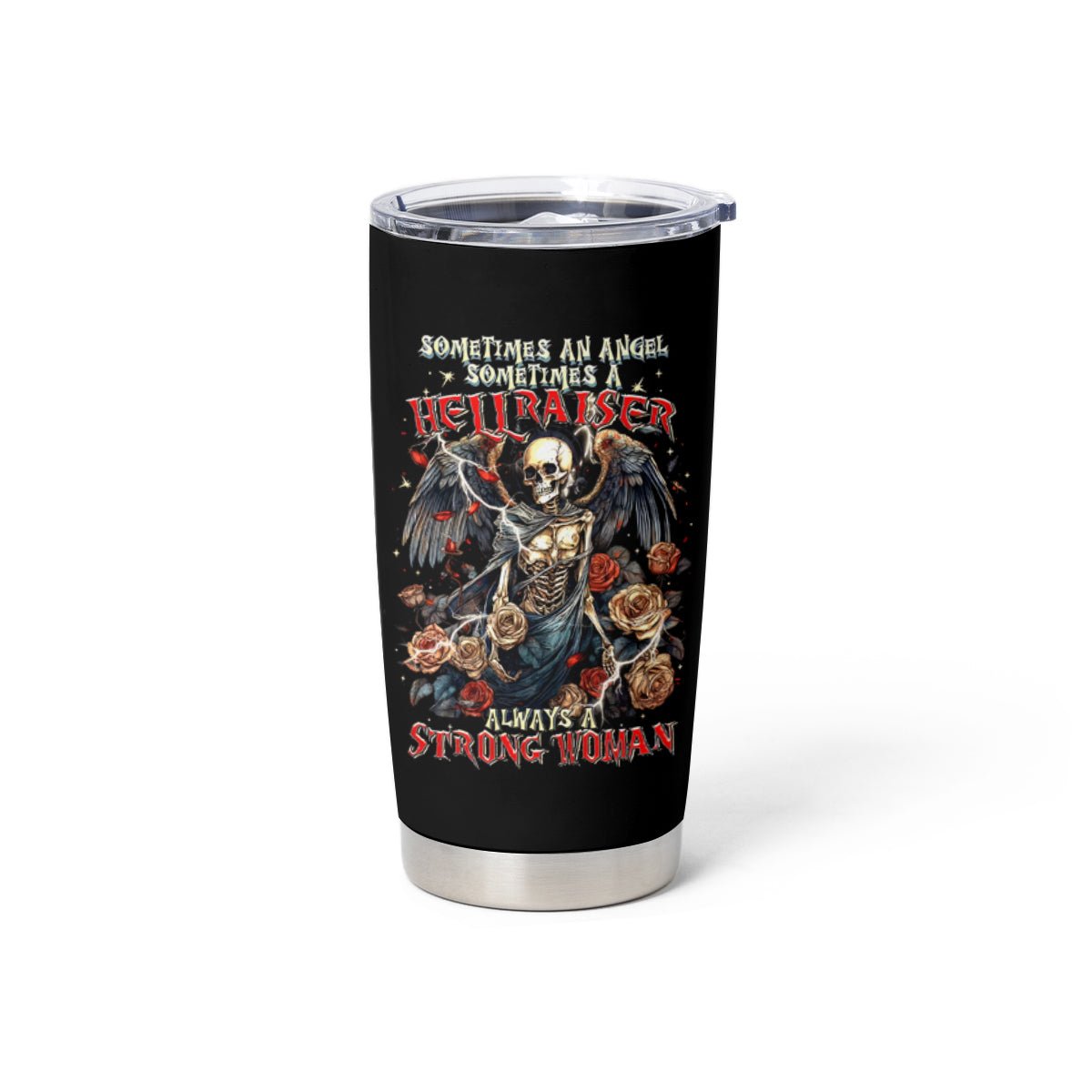 Angel Skull Tumbler Cup Sometimes An Angel Sometimes A Hellraiser DT01 - The Mazicc - 20oz - Black -
