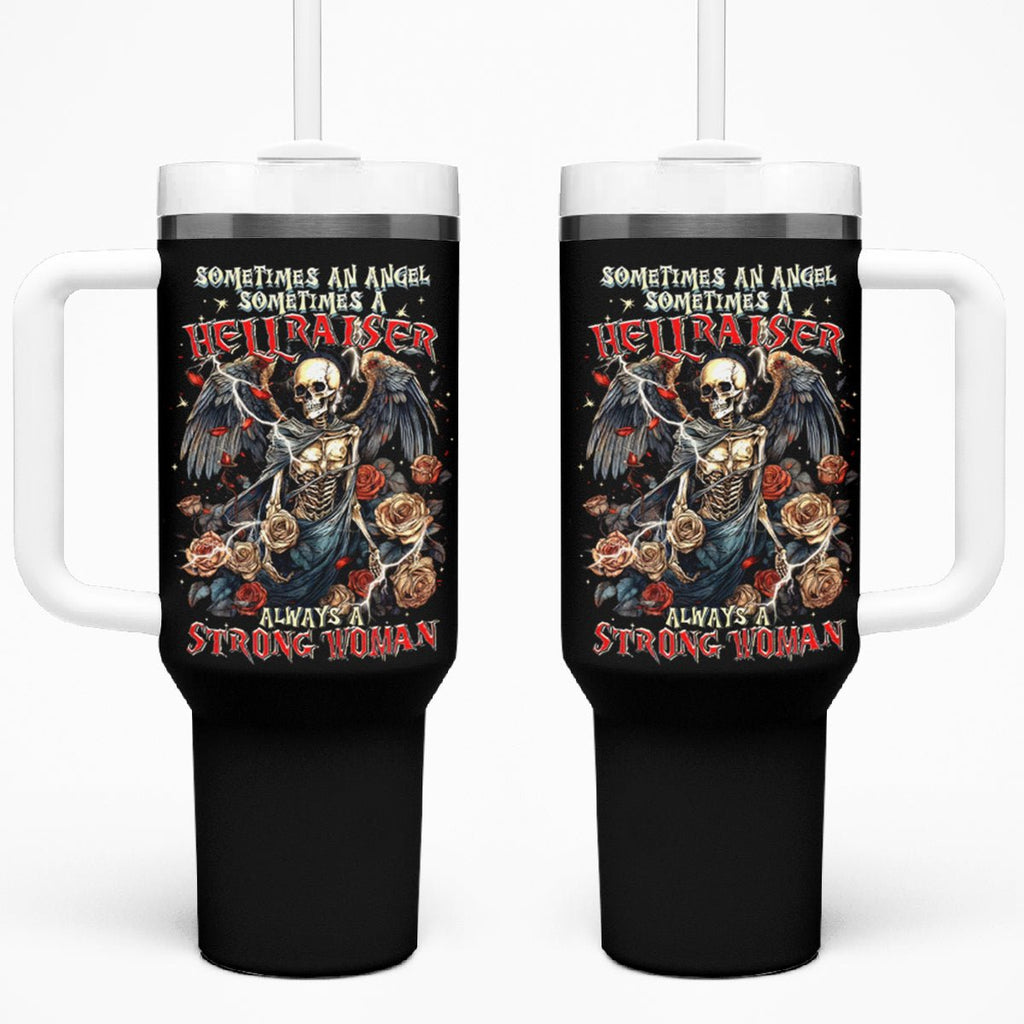 Angel Skull Tumbler With Handle Sometimes An Angel Sometimes A Hellraiser DT01 - The Mazicc - One Size: 40 oz - Black -