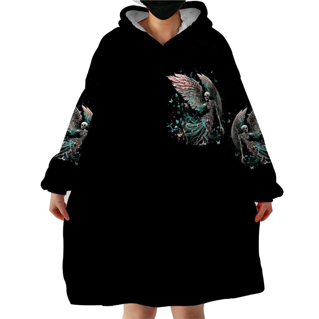 Angel Skull Wearable Blanket Hoodie She Whispered Back Iam The Storm DT01 - The Mazicc - Adult - One Size - Black