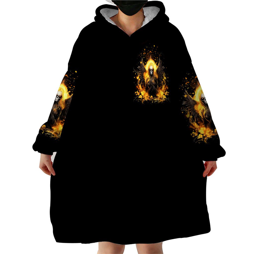 Angel Skull Wearable Blanket Hoodie Underestimate Me That 'll Be Fun DT01 - The Mazicc - Adult - One Size - Black
