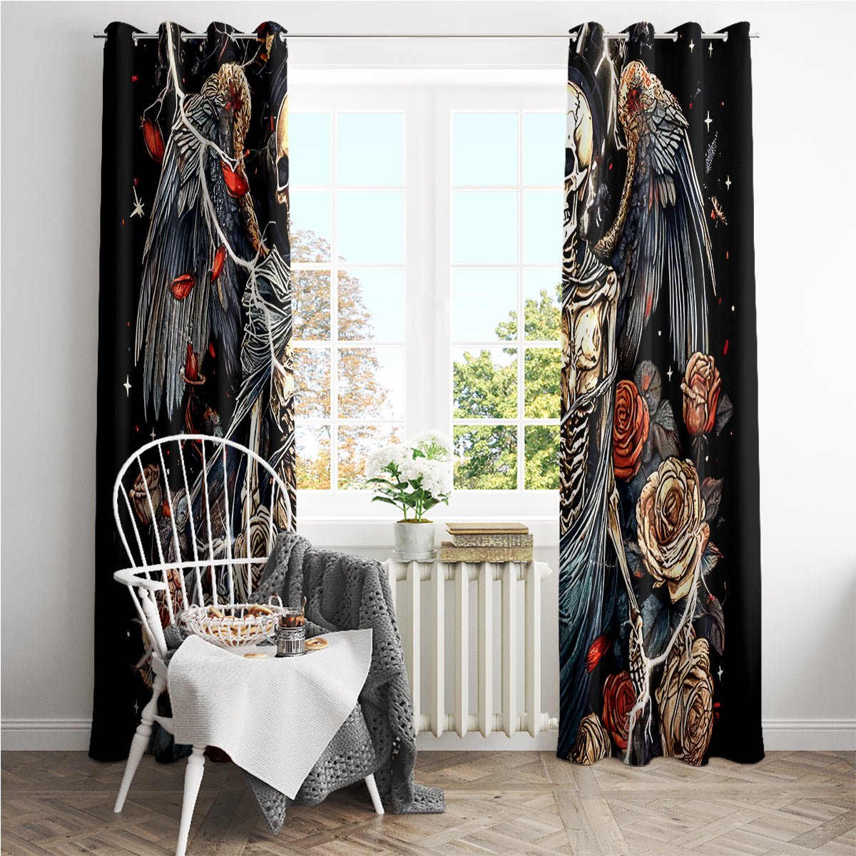 Angel Skull Window Curtain Sometimes An Angel Sometimes A Hellraiser DT01 - The Mazicc - With Grommets - 107cm x 213cm - Black