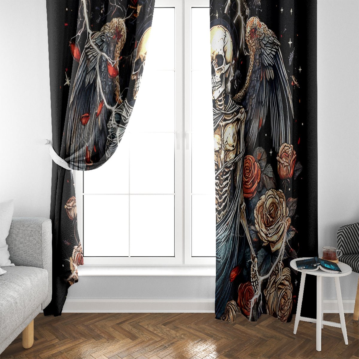 Angel Skull Window Curtain Sometimes An Angel Sometimes A Hellraiser DT01 - The Mazicc - With Hooks - 107cm x 213cm - Black
