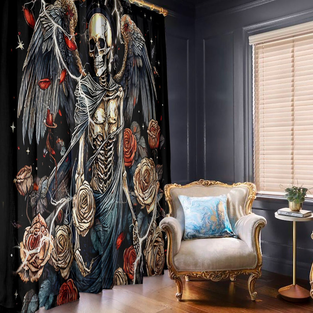 Angel Skull Window Curtain Sometimes An Angel Sometimes A Hellraiser DT01 - The Mazicc - With Hooks - 107cm x 213cm - Black