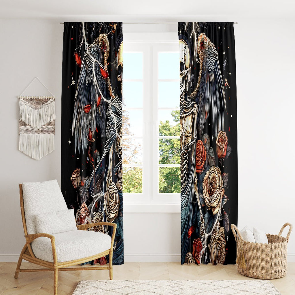 Angel Skull Window Curtain Sometimes An Angel Sometimes A Hellraiser DT01 - The Mazicc - With Hooks - 107cm x 213cm - Black
