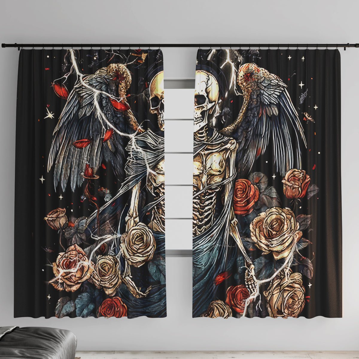 Angel Skull Window Curtain Sometimes An Angel Sometimes A Hellraiser DT01 - The Mazicc - With Hooks - 107cm x 213cm - Black