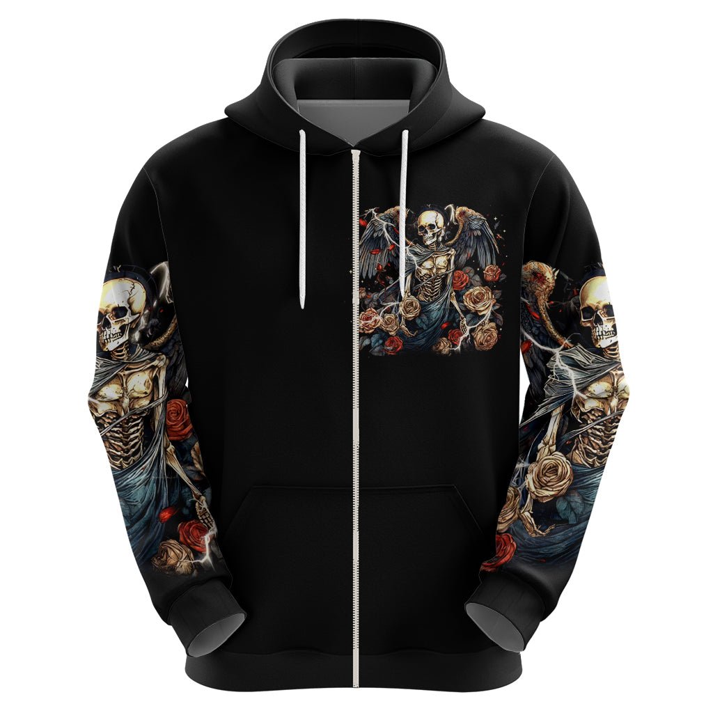 Angel Skull Zip Hoodie Sometimes An Angel Sometimes A Hellraiser DT01 - The Mazicc - Zip Hoodie - S - Black