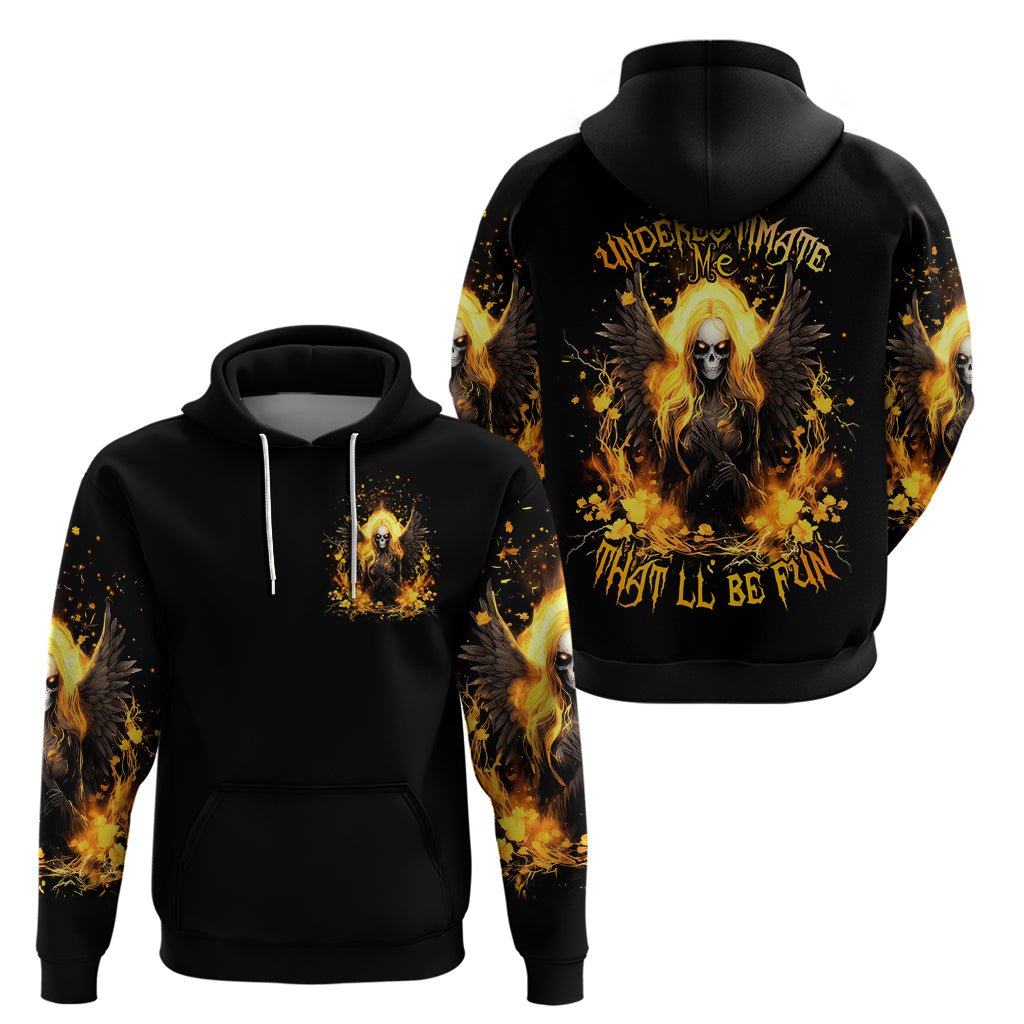 Angel Skull Zip Hoodie Underestimate Me That 'll Be Fun DT01 - The Mazicc - Pullover Hoodie - S - Black