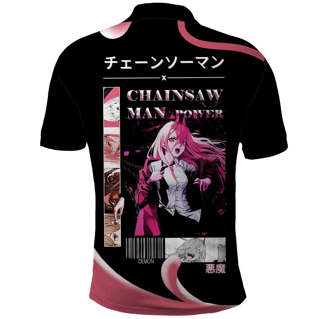 Anime Chainsaw Man Streetwear Polo Shirt Power TS07 - The Mazicc - Adult - S - Black