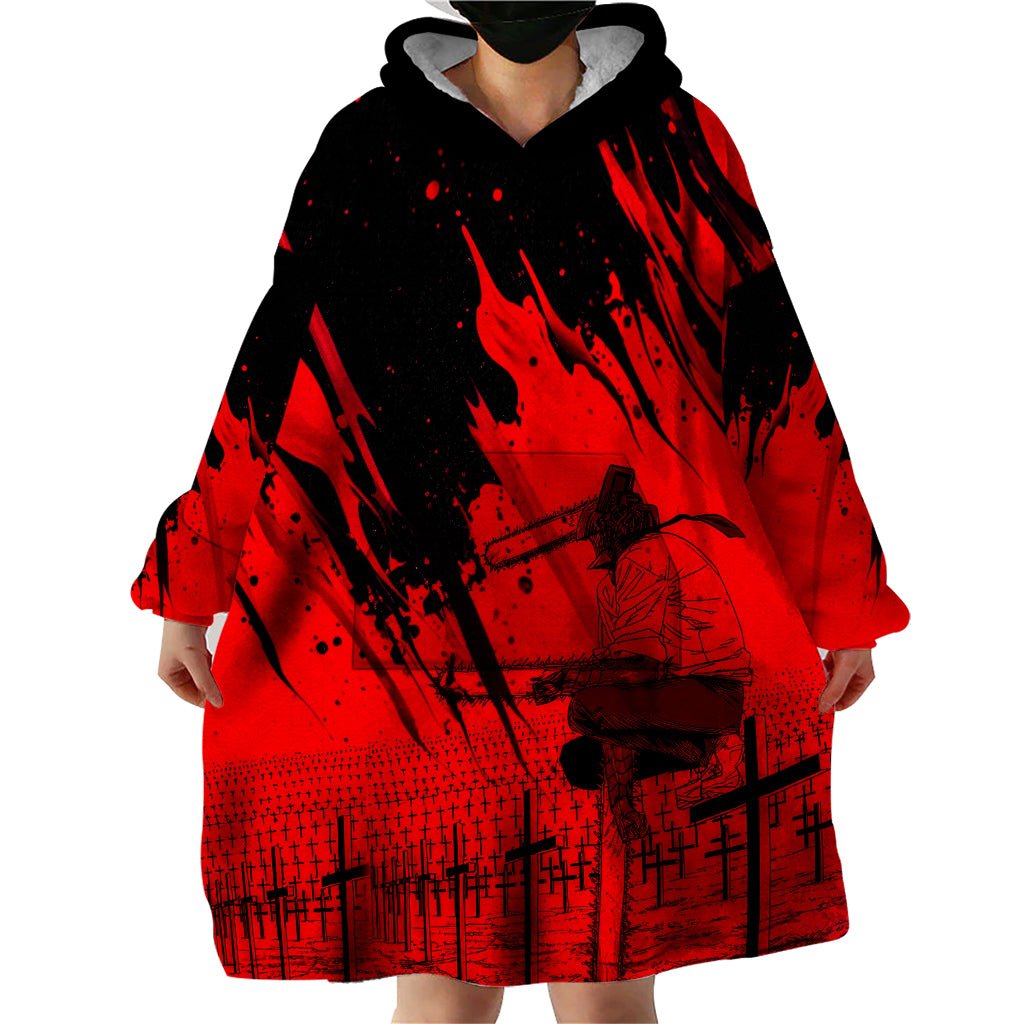 Anime Chainsaw Man Wearable Blanket Hoodie Dark World TS07 - The Mazicc - Adult - One Size - Black