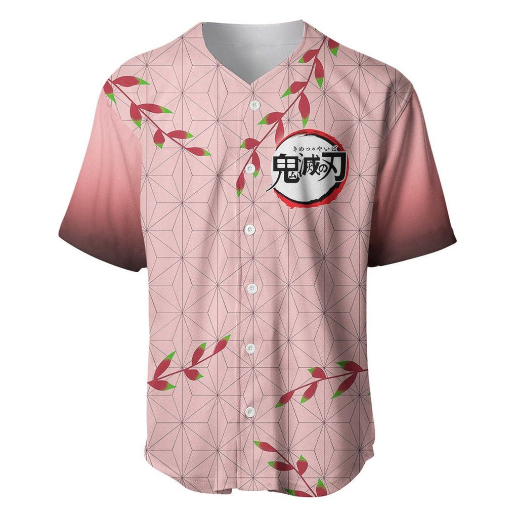 Anime Demon Slayer Nezuko Baseball Jersey Asanoha Pattern TS07 - The Mazicc - S - Pink -