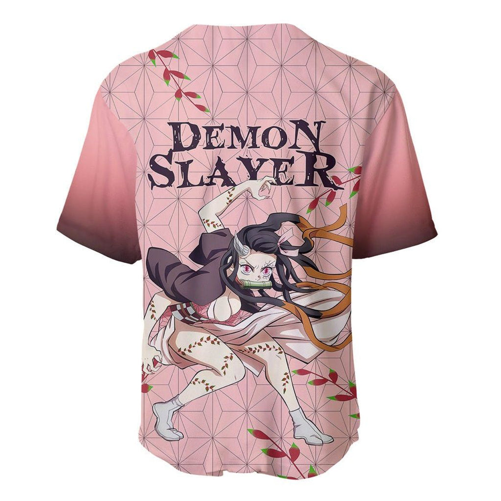Anime Demon Slayer Nezuko Baseball Jersey Asanoha Pattern TS07 - The Mazicc - S - Pink -