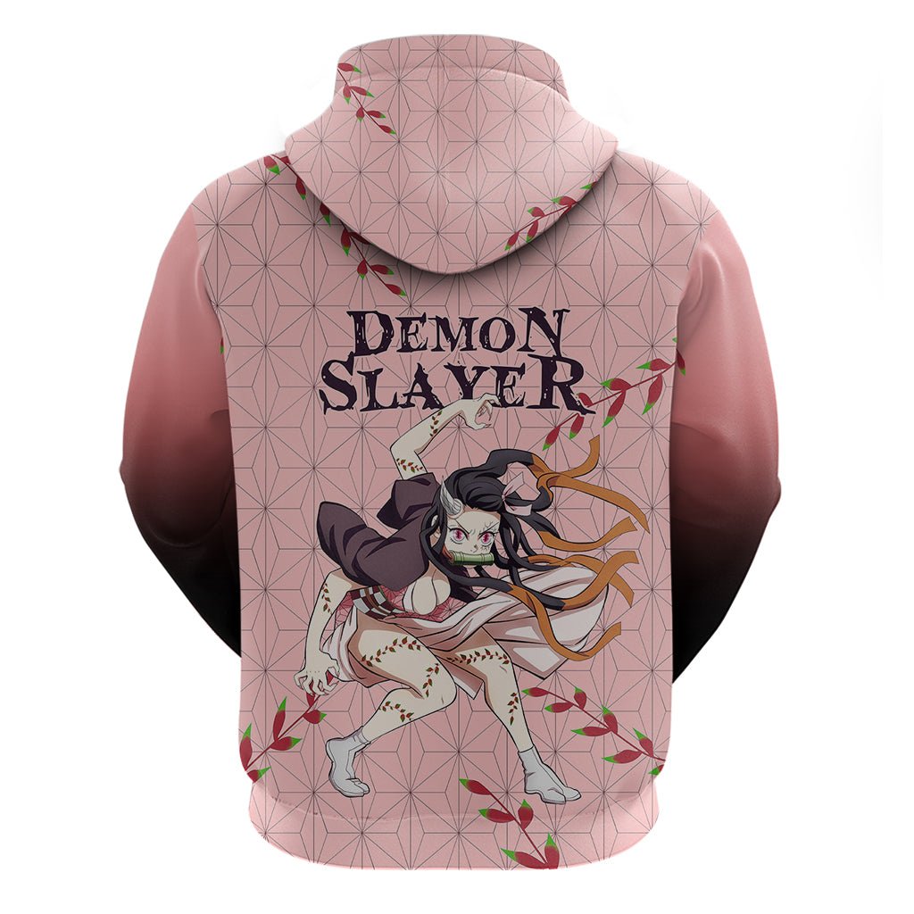 Anime Demon Slayer Nezuko Hoodie Asanoha Pattern TS07 - The Mazicc - Pullover Hoodie - S - Pink