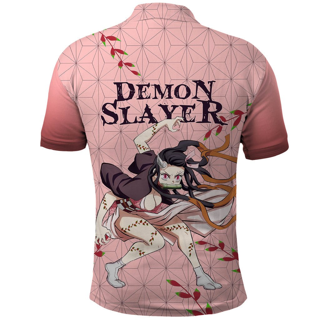 Anime Demon Slayer Nezuko Polo Shirt Asanoha Pattern TS07 - The Mazicc - Adult - S - Pink