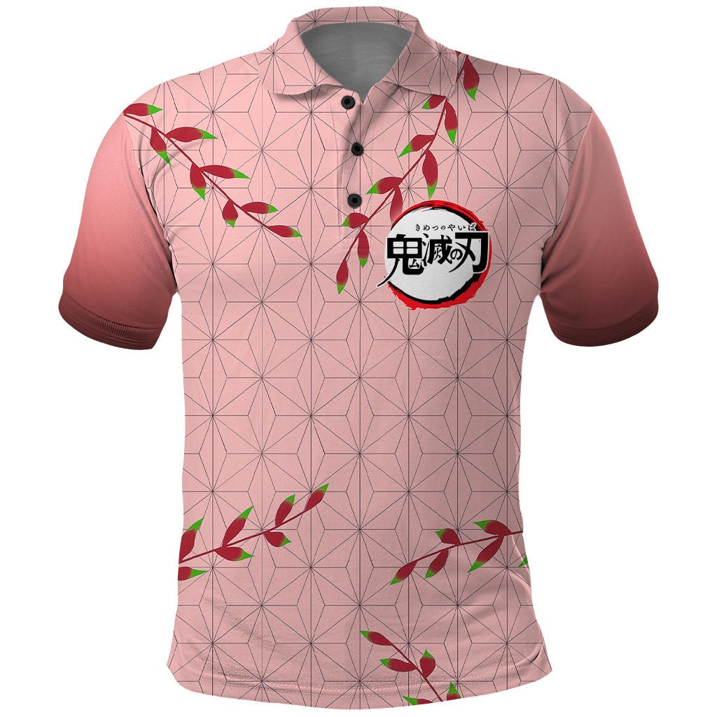 Anime Demon Slayer Nezuko Polo Shirt Asanoha Pattern TS07 - The Mazicc - Adult - S - Pink