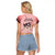 Anime Demon Slayer Nezuko Raglan Cropped T Shirt Asanoha Pattern TS07 - The Mazicc - Female - S - Pink