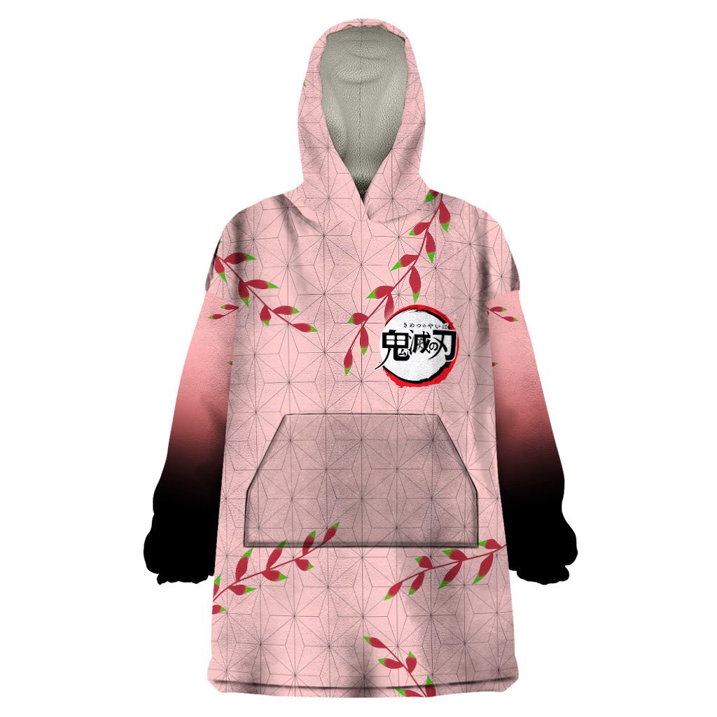 Anime Demon Slayer Nezuko Wearable Blanket Hoodie Asanoha Pattern TS07 - The Mazicc - Adult - One Size - Pink