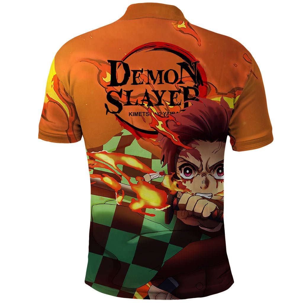 Anime Demon Slayers Kamado Tanjiro Polo Shirt Hinokami Kagura TS07 - The Mazicc - Adult - S - Orange