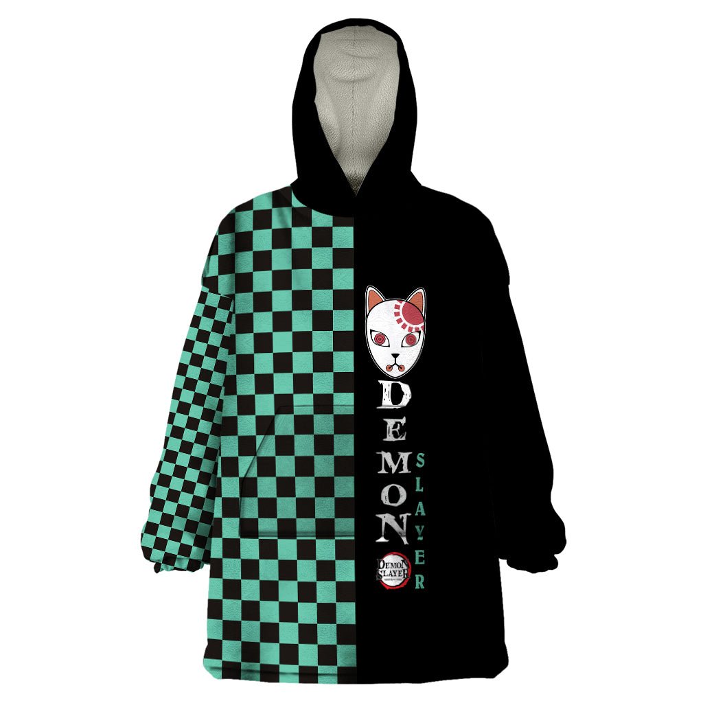 Anime Demon Slayers Tanjiro Wearable Blanket Hoodie Ichimatsu Checkered Pattern TS07 - The Mazicc - Adult - One Size - Art