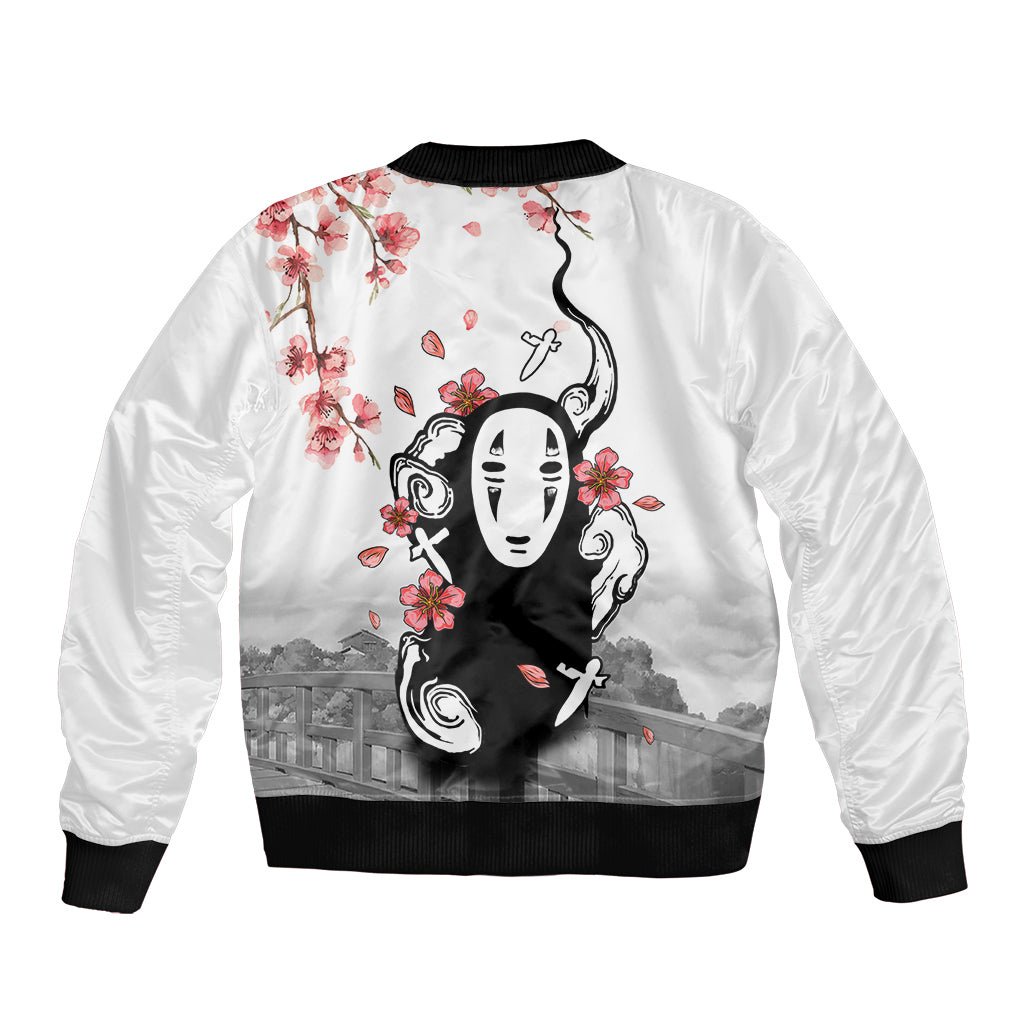 Anime Movie No Face Bomber Jacket Sakura Sumi-e Style TS07 - The Mazicc - Unisex - S - White