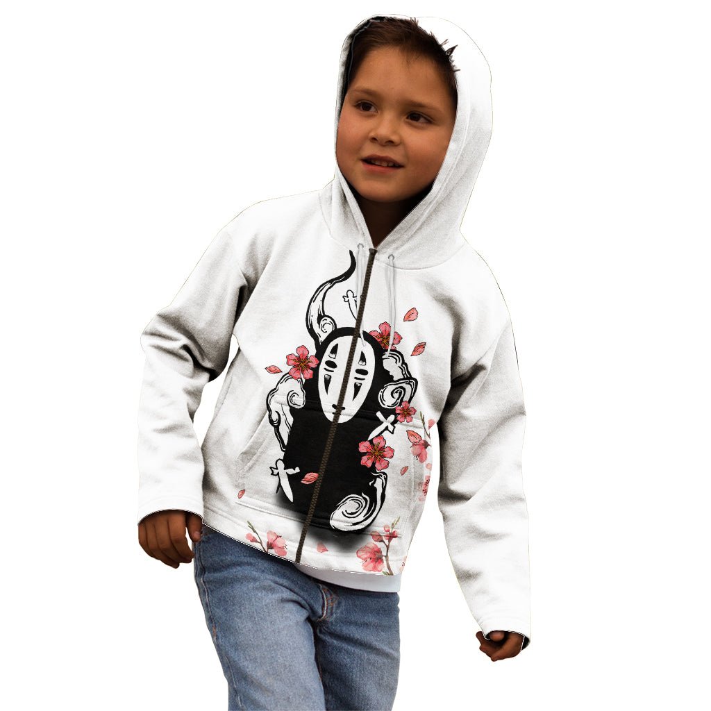 Anime Movie No Face Kid Hoodie Sakura Sumi-e Style TS07 - The Mazicc - Zip Hoodie - Toddler 2T - White